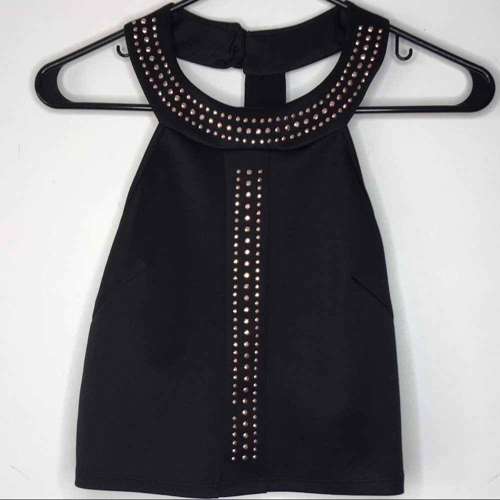 Charlotte Russe Black and Gold Midriff Top